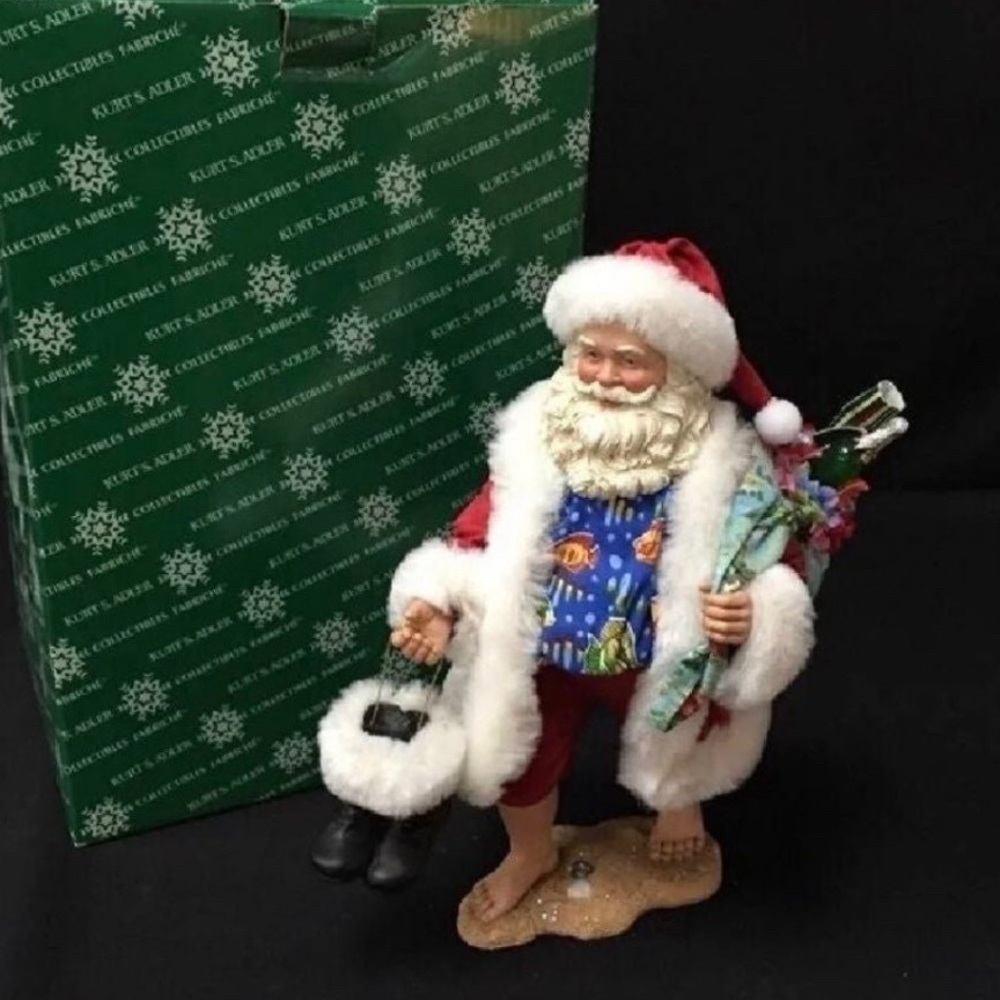 Original Box Antique Kurt S. Adler Fabriche Oceanside Beach Santa